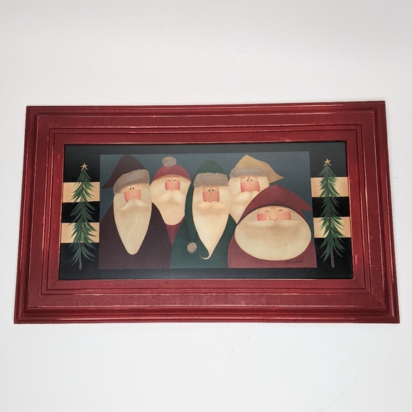 Fiddlestix Wall Art Print Primative Santas - Picture 1 of 12